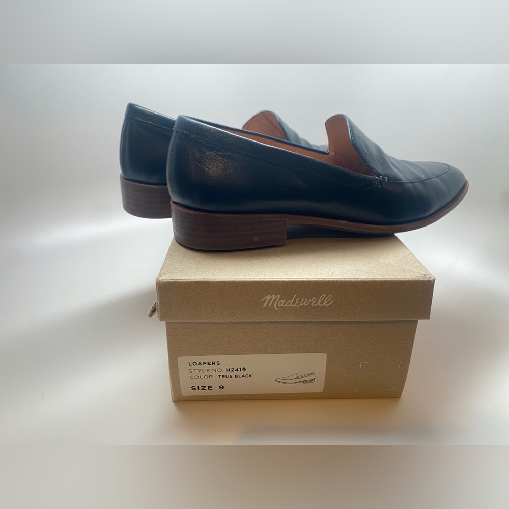 Madewell Black Leather Loafers Slip-On Style